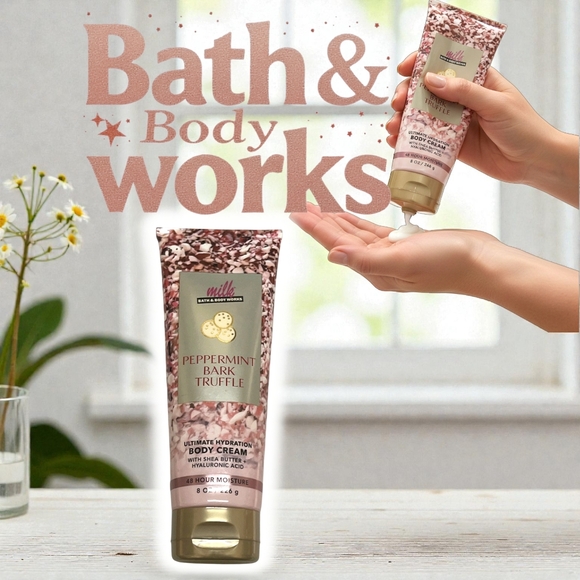 Bath & Body Works Other - 🍥🍫MILK Peppermint Bark Truffle Body Cream Shea Butter, Vitamin E, Aloe 8 oz